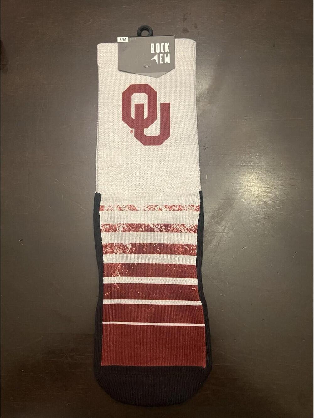 NEW! Rock Em Socks Oklahoma Sooners Crew Socks Size S/M